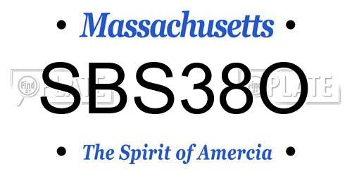SBS38O Massachusetts License Plate