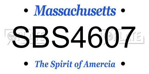 SBS4607 Massachusetts License Plate
