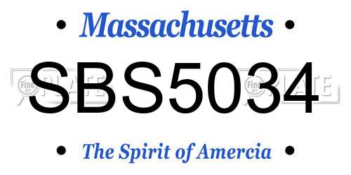 SBS5034 Massachusetts License Plate