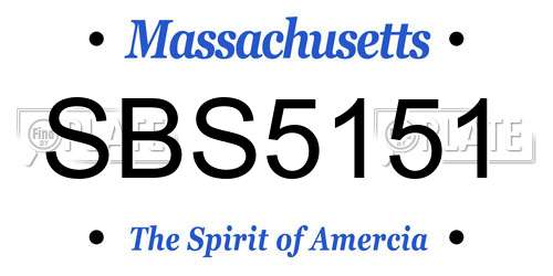 SBS5151 Massachusetts License Plate