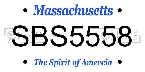 SBS5558 Massachusetts License Plate