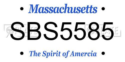 SBS5585 Massachusetts License Plate