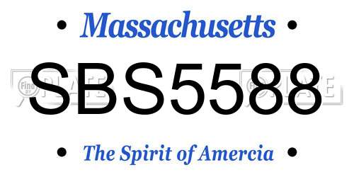 SBS5588 Massachusetts License Plate