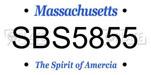 SBS5855 Massachusetts License Plate