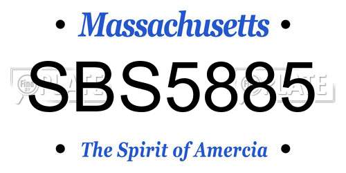 SBS5885 Massachusetts License Plate
