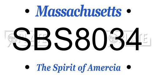 SBS8034 Massachusetts License Plate