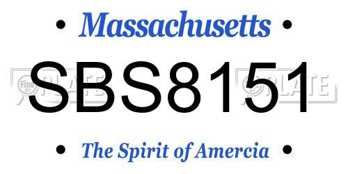 SBS8151 Massachusetts License Plate