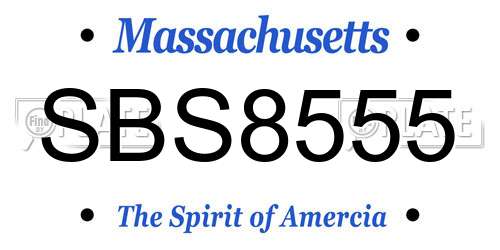 SBS8555 Massachusetts License Plate