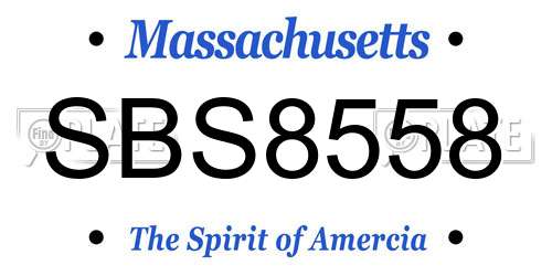 SBS8558 Massachusetts License Plate