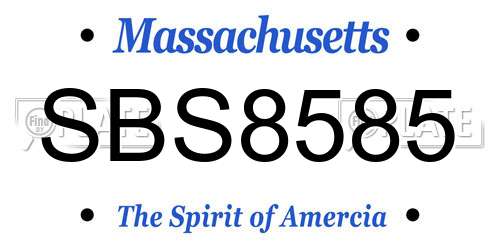 SBS8585 Massachusetts License Plate