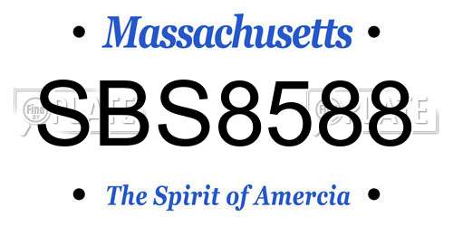 SBS8588 Massachusetts License Plate