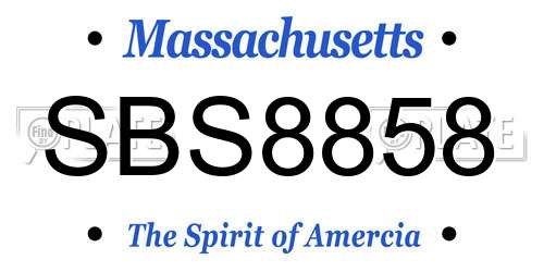 SBS8858 Massachusetts License Plate