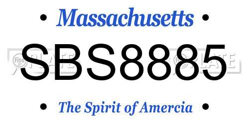 SBS8885 Massachusetts License Plate