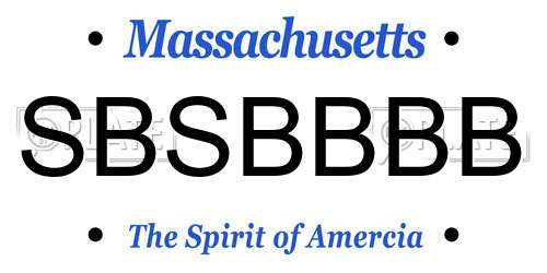 SBSBBBB Massachusetts License Plate