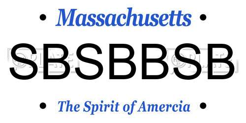 SBSBBSB Massachusetts License Plate