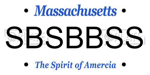 SBSBBSS Massachusetts License Plate