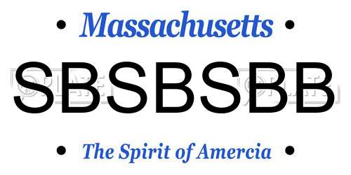 SBSBSBB Massachusetts License Plate