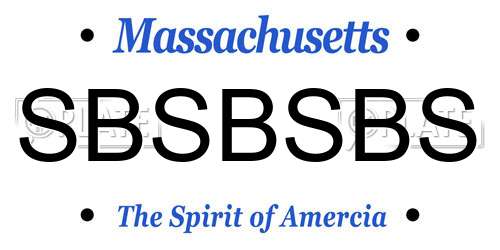 SBSBSBS Massachusetts License Plate