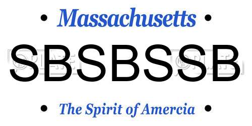 SBSBSSB Massachusetts License Plate