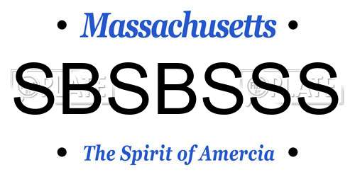 SBSBSSS Massachusetts License Plate