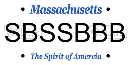 SBSSBBB Massachusetts License Plate