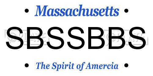 SBSSBBS Massachusetts License Plate