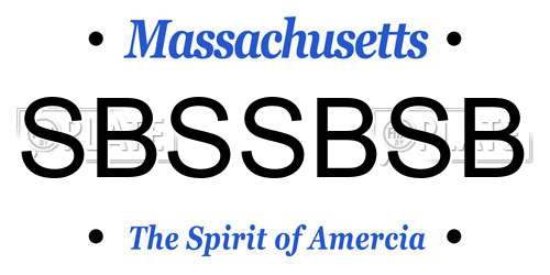 SBSSBSB Massachusetts License Plate