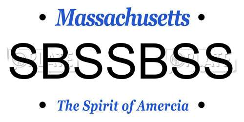 SBSSBSS Massachusetts License Plate