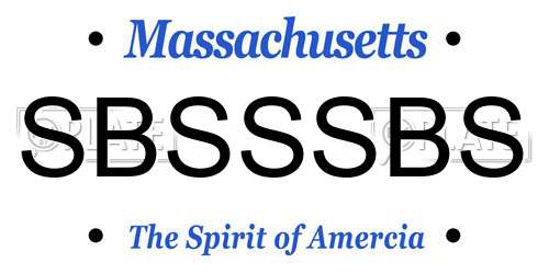 SBSSSBS Massachusetts License Plate