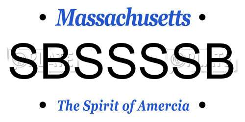 SBSSSSB Massachusetts License Plate
