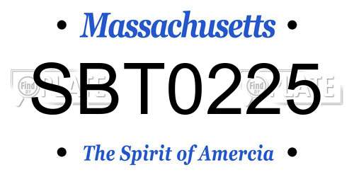 SBT0225 Massachusetts License Plate