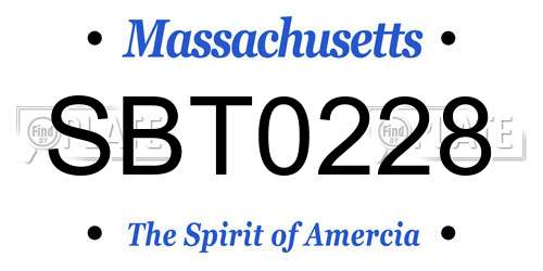 SBT0228 Massachusetts License Plate