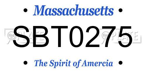 SBT0275 Massachusetts License Plate