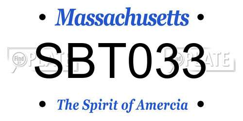 SBT033 Massachusetts License Plate