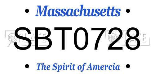 SBT0728 Massachusetts License Plate