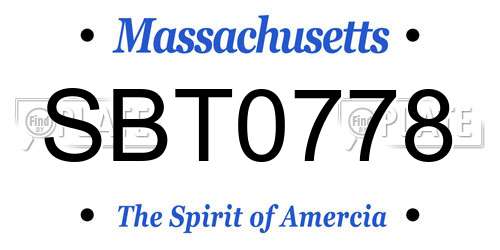 SBT0778 Massachusetts License Plate