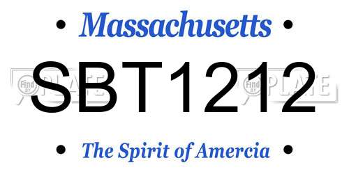 SBT1212 Massachusetts License Plate