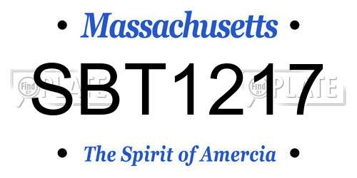 SBT1217 Massachusetts License Plate