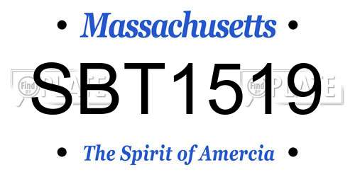 SBT1519 Massachusetts License Plate