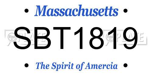 SBT1819 Massachusetts License Plate