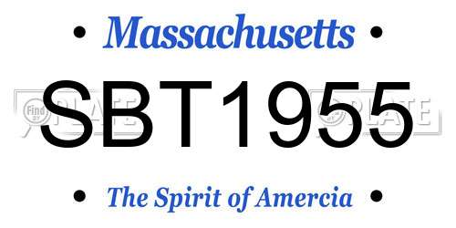 SBT1955 Massachusetts License Plate