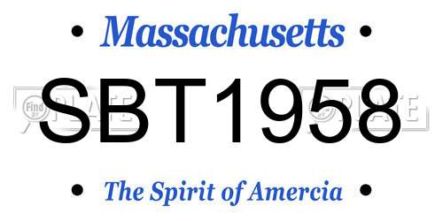 SBT1958 Massachusetts License Plate