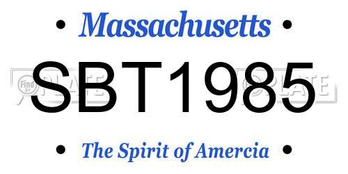 SBT1985 Massachusetts License Plate