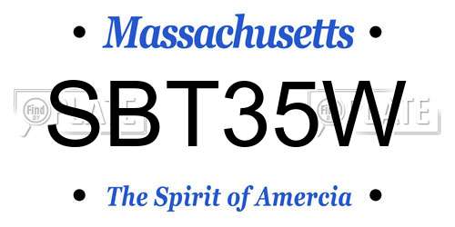 SBT35W Massachusetts License Plate