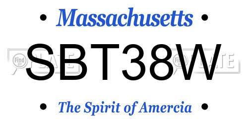 SBT38W Massachusetts License Plate