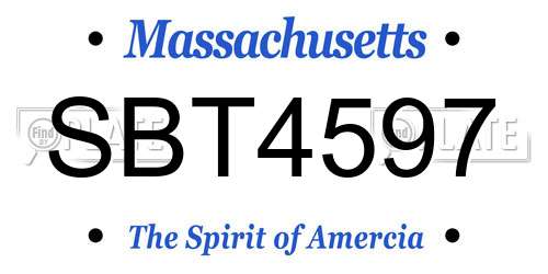 SBT4597 Massachusetts License Plate