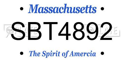 SBT4892 Massachusetts License Plate