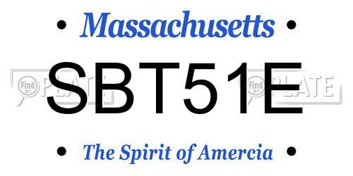 SBT51E Massachusetts License Plate