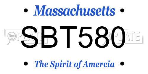 SBT580 Massachusetts License Plate