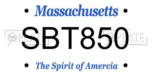 SBT850 Massachusetts License Plate